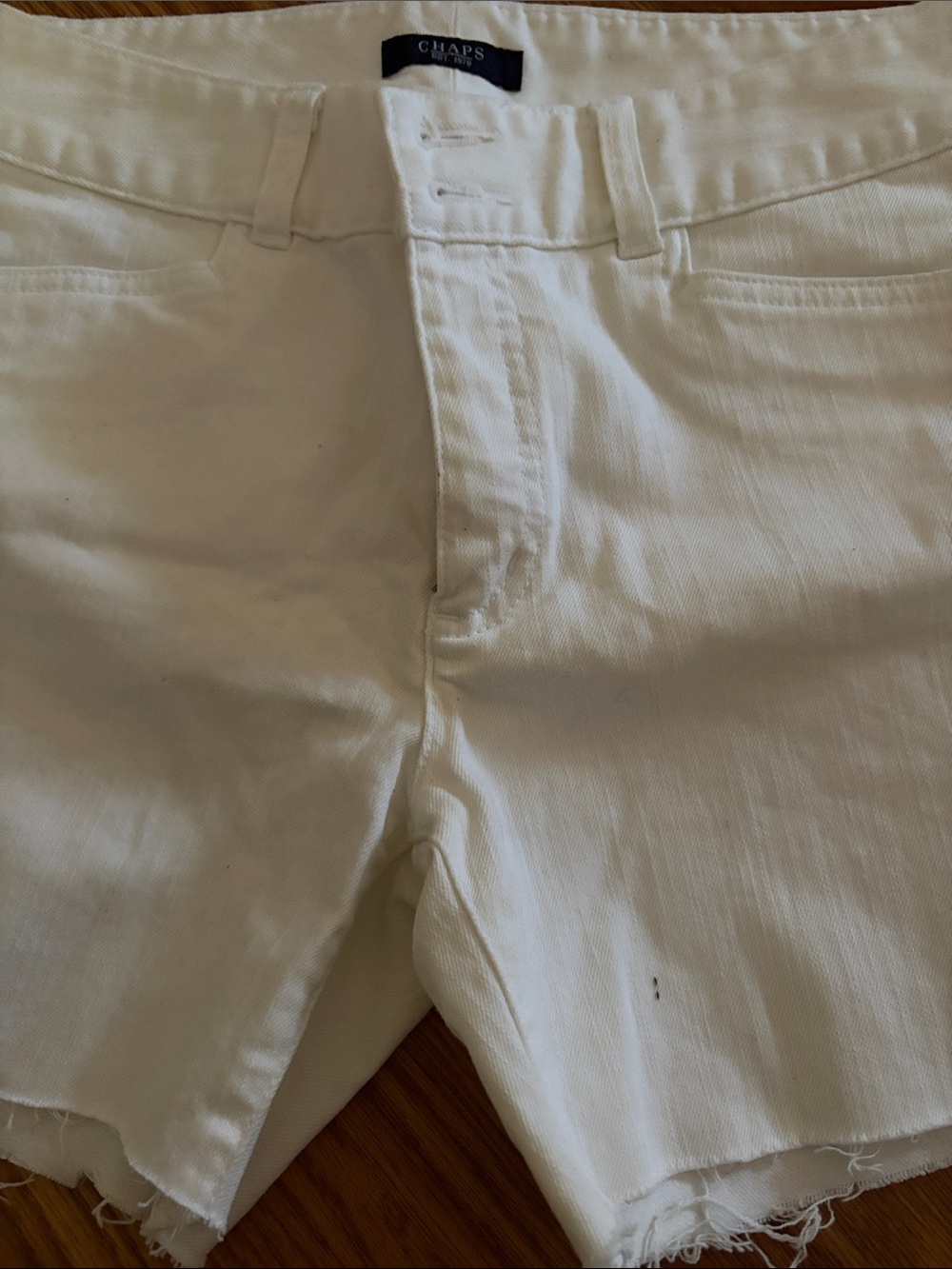 Chaps White Raw-Hem Denim Cutoffs